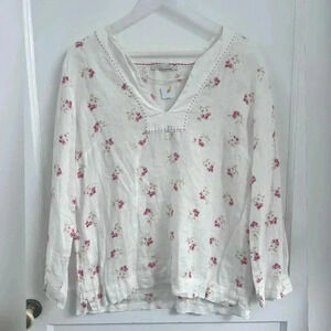 Zara home linen collection floral coastal boho blouse Size S/M RARE